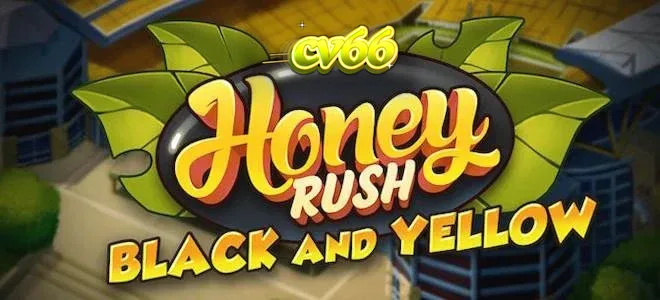 Honey Rush Black and Yellow স্লট গেমের একটি রঙিন এবং প্রাণবন্ত দৃশ্য